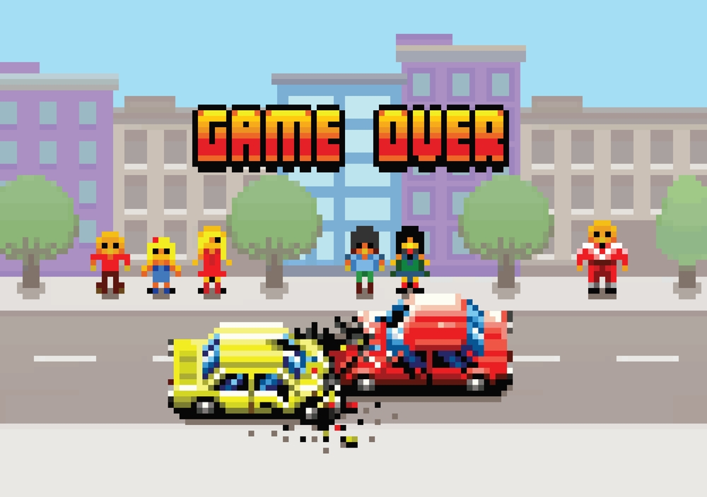 Game Over - damaged cars after collision